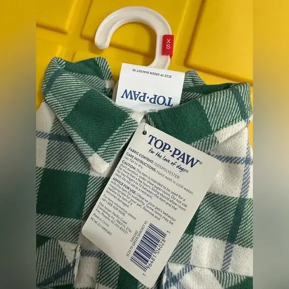 Top Paw Green and Blue Shacket Plaid Dog Shirt - XS - Picture 10 of 10